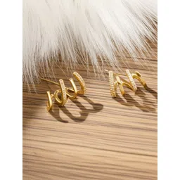 Vembley Gold-Plated Alloy Cubic Zirconia Contemporary Studs-picture-37