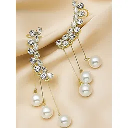 Vembley Gold-Plated Alloy Cubic Zirconia Drop Earrings-image-40