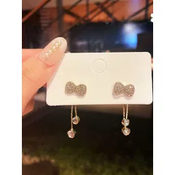 Vembley Gold-Plated Alloy Cubic Zirconia Drop Earrings-image-44