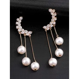 Vembley Gold-Plated Alloy Cubic Zirconia Drop Earrings-image-42