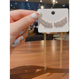 Vembley Gold-Plated Alloy Cubic Zirconia Drop Earrings-image-43