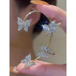 Vembley Gold-Plated Alloy Cubic Zirconia Ear Cuff-image-4