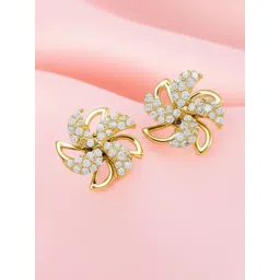 Vembley Gold-Plated Alloy Korean Cubic Zirconia Contemporary Stud Earrings-picture-38