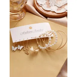 Vembley Gold-Plated Alloy Pearls Hoop Earrings-picture-26