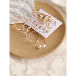 Vembley Gold-Plated Alloy Pearls Hoop Earrings-picture-24