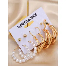 Vembley Gold-Plated Alloy Pearls Hoop Earrings-picture-23