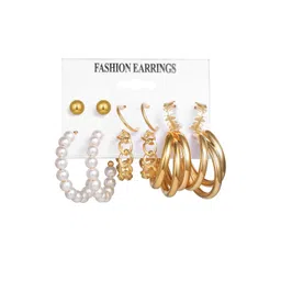 Vembley Gold-Plated Alloy Pearls Hoop Earrings-picture-37