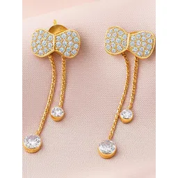 Vembley Gold-Plated Cubic Zirconia Alloy Drop Earrings-image-9