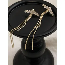 Vembley Gold-Plated Cubic Zirconia Alloy Drop Earrings-image-12