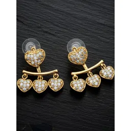Vembley Gold Plated Heart Shaped Studs Earrings-picture-12