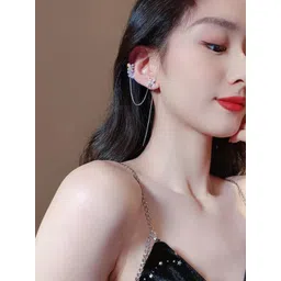 Vembley Silver-Plated Alloy Cubic Zirconia Ear Cuff image 3