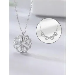 Vembley Silver-plated Multi Wearing Clover Open Hearts Magnetic Pendant Necklace-picture-18