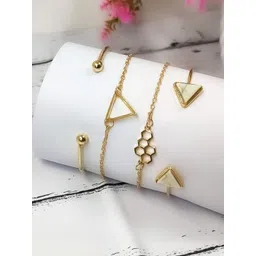 Vembley Women 4 Gold-Plated Cuff Stunning Multi Design Combo Bronze Bracelet-picture-24