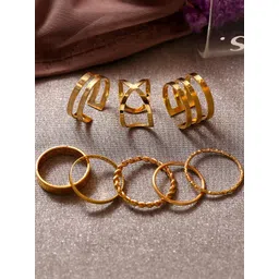 Vembley Women Pack of 8 Gold Western Design Alloy Rings-picture-25