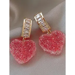 Vembley Women Pink Crystals Heart Drop Earrings-picture-29