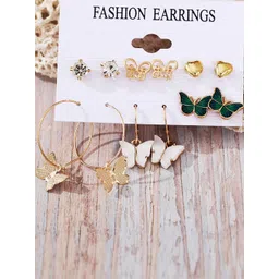 Vembley Women Set Of 6 Gold-Plated Butterfly Studs Earrings-picture-38