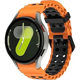 VEMIGON Rugged Silicone Band for Samsung Galaxy Watch 7 6 5 4 FE 40mm 44mm/ Watch 6 Classic 47mm 43mm/ 4 Classic 46mm 42mm/ 5 Pro 45mm, Two-tone No Gap Ocean Sport Straps for Samsung Watch-picture-28