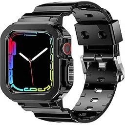 VEMIGON Transparent Watch Band with Tough Protective Case for Apple Watch Straps 45mm 44mm 42mm 41mm 40mm 38mm, Sport Bands with Bumper Cover for iWatch Series 9 8 7 6 5 4 3 2 1 SE-picture-27