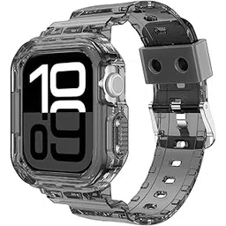 VEMIGON Transparent Watch Band with Tough Protective Case for Apple Watch Straps 45mm 44mm 42mm 41mm 40mm 38mm, Sport Bands with Bumper Cover for iWatch Series 9 8 7 6 5 4 3 2 1 SE-picture-25