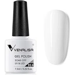 VENALISA Gel Nail Polish-Pure White Color Soak Off UV LED Nail Gel Polish Nail Art Starter Manicure Salon DIY at Home (7.5ml-914 (White)) image 1