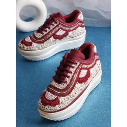 VENDOZ Women Embroidered Round Toe Sneakers Shoes-picture-30