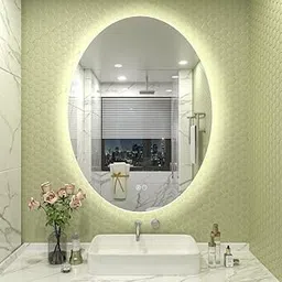VENETIAN IMAGE Oval Shape Back Light Mirror for Bathroom,Vanity Purpose with Three Colors, Defogger and Dimmable Function. (18x24 inches)-picture-10