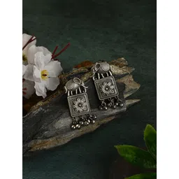 VENI 92.5 Silver-Plated Ghungroo Beaded Oxidised Elephant Shaped Drop Earrings-picture-17