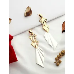 VENI Gold-Plated Contemporary Drop Earrings image 1