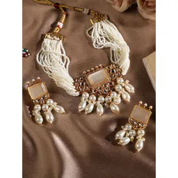 VENI Gold-Plated Kundan & Beaded Jewellery Set-picture-16