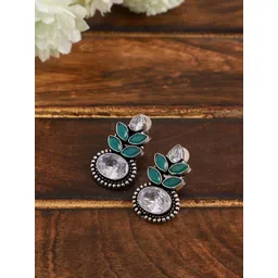 VENI Green Contemporary Jhumkas Earrings-picture-22