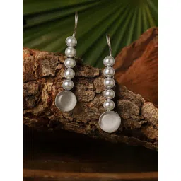 VENI Silver-Plated Contemporary Beaded Oxidised Drop Earrings-picture-41