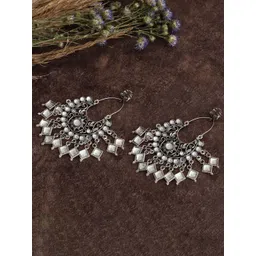 VENI Silver Plated Contemporary Chandbalis Earrings-picture-32