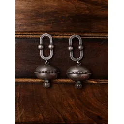 VENI Silver-Plated Contemporary Oxidised Jhumkas-picture-24