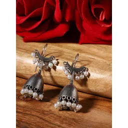 VENI Silver-Plated Contemporary Oxidised Jhumkas-picture-25