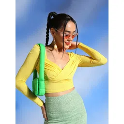 Veni Vidi Vici Sweetheart Neck Puff Sleeve Crepe Wrap Crop Top-picture-39