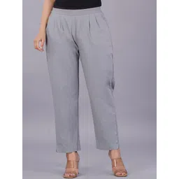 VENITYWAVE Women Cotton Relaxed Mid-Rise Regular Fit Pleated Cigarette Trouser-picture-21