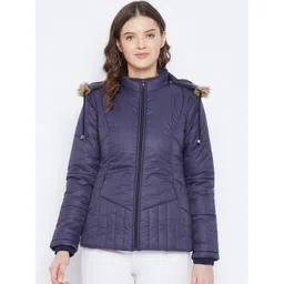 VERO AMORE Women Navy Blue Hooded Insulator Longline Parka Jacket-picture-13