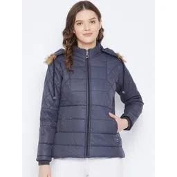 VERO AMORE Women Navy Blue Insulator Longline Puffer Jacket-picture-10
