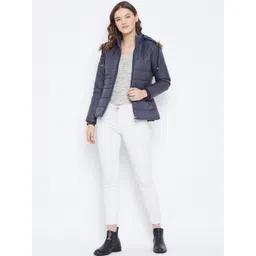 VERO AMORE Women Navy Blue Insulator Longline Puffer Jacket image 5