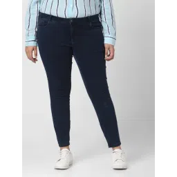 Vero Moda Curve Dark Blue Blended Skinny Fit Mid Rise Jeans-picture-30