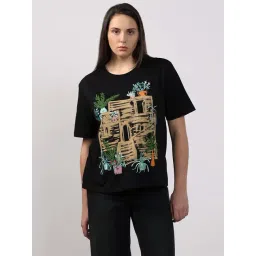 Vero Moda Curve Jet Black Cotton Regular Fit Embellished T-Shirt-picture-30