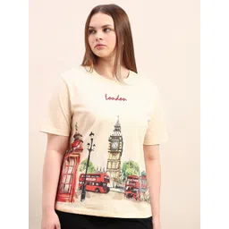 VERO MODA CURVE Women Graphic Printed Round Neck Pure Cotton T-shirt-picture-40