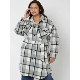 VERO MODA CURVE Women Grey Checked Coats-picture-36