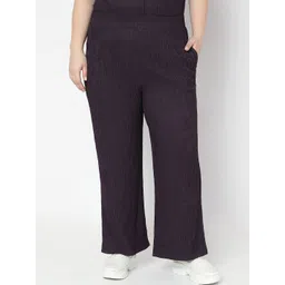 VERO MODA CURVE Women Textured Straight Fit High-Rise Pleated Culottes Trousers-picture-19