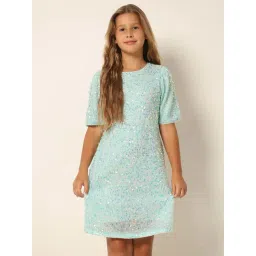 VERO MODA GIRL Blue Sequence Dress-picture-35