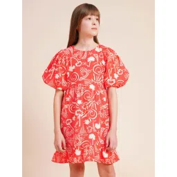 VERO MODA GIRL Coral Paradise Abstract Relaxed Fit Dress-picture-42
