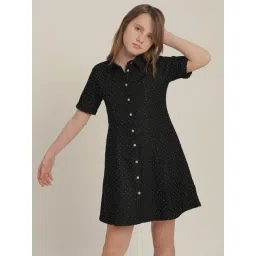 VERO MODA GIRL Jet Black Cotton Printed Dress-picture-41