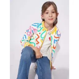 VERO MODA GIRL Kids Cloud Dancer Printed Full Sleeves Front - Open Sweatshirt-picture-28