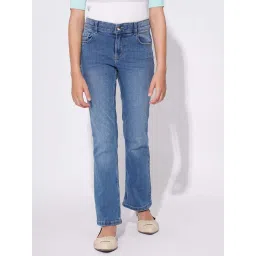 VERO MODA GIRL Kids Medium Blue Denim Solid Jeans image 1