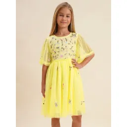 VERO MODA GIRL Lemon Verbena Nylon Embroidery Dress-picture-32